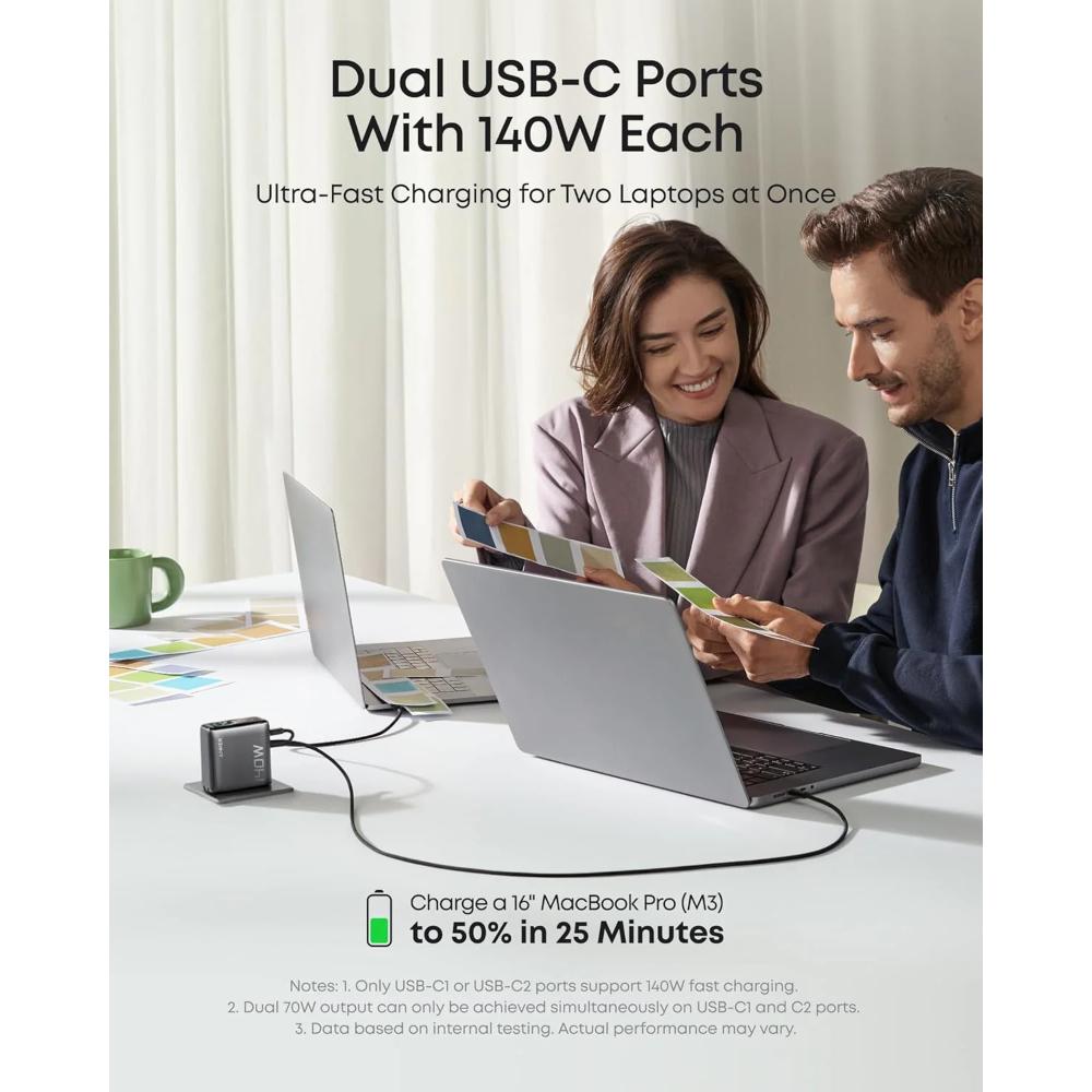 Anker 140W 4-Port GaN Charger B2697 (PD 3.1) + 240W USB-C Cable | Fast Charging Bundle