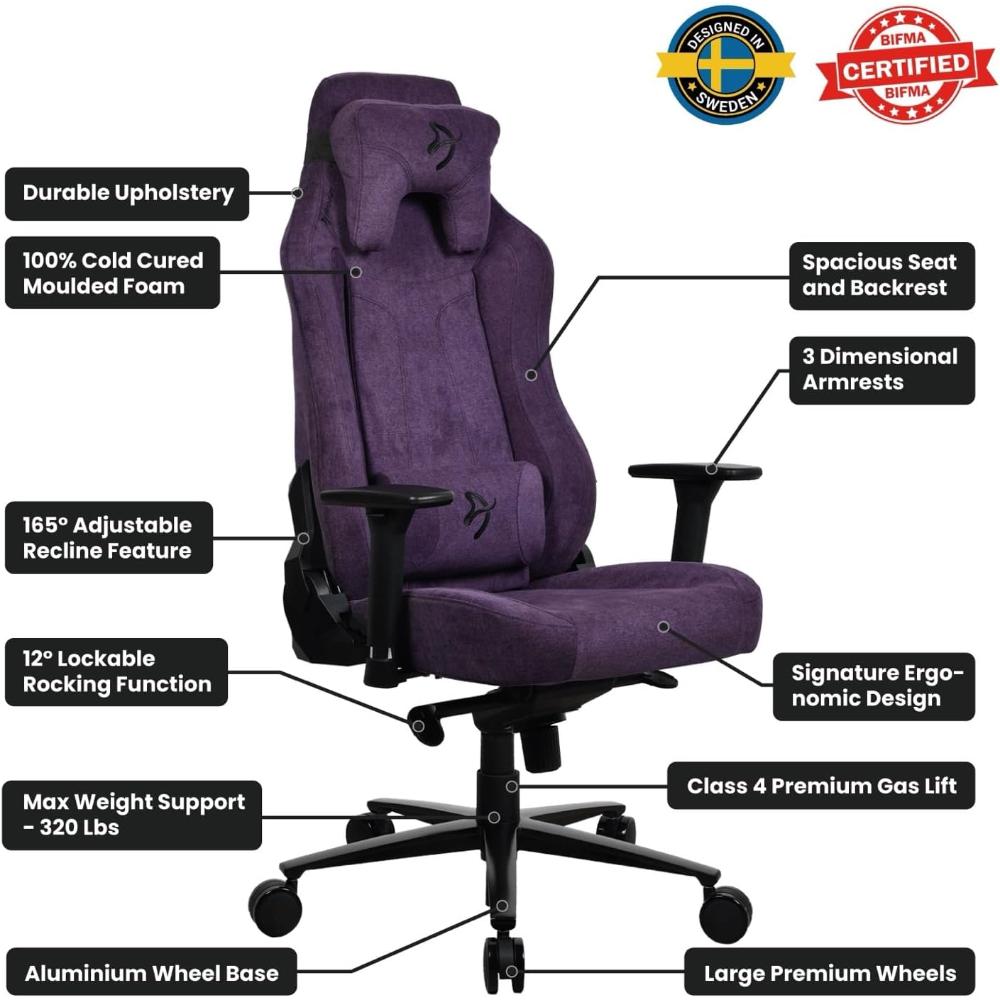 Arozzi Vernazza Soft Fabric | Premium Ergonomic Gaming & Office Chair | XL Frame | Soft Woven Fabric Upholstery | Memory Foam Padding | 165° Recline | 3D Armrests | Adjustable Lumbar & Headrest Pillows | Matte Grey