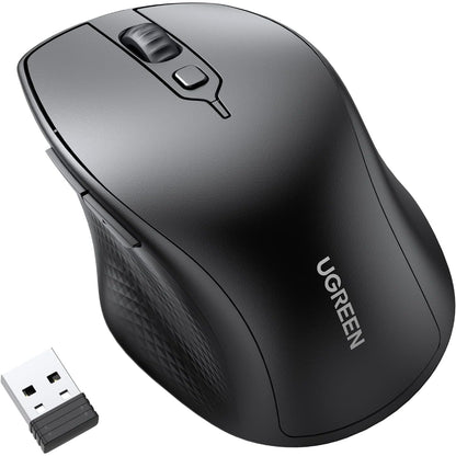 UGREEN Wireless Mouse | Ergonomic Bluetooth 5.0 + 2.4G Cordless (Dual Mode, 4000 DPI, Silent, 5 Buttons)
