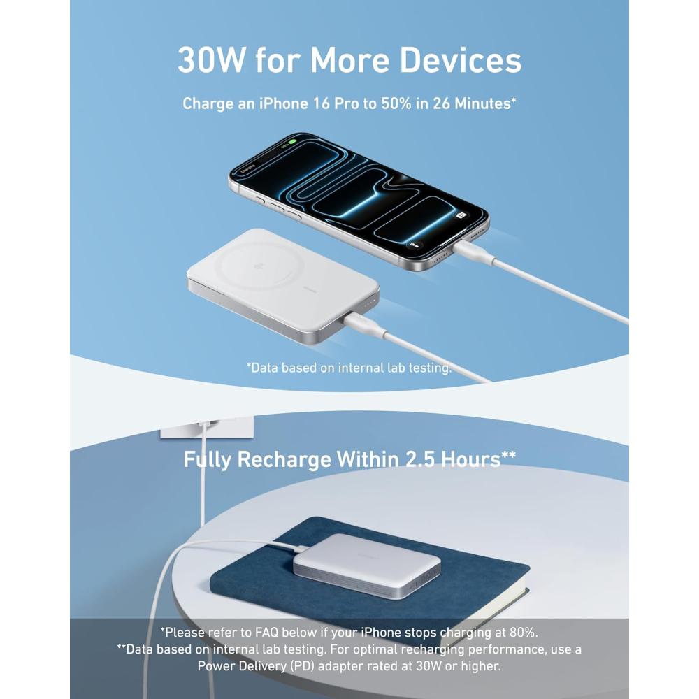 Anker MagGo Power Bank (10K, Slim) A1664 | 10000mAh 15W Qi2 Magnetic Wireless Power Bank