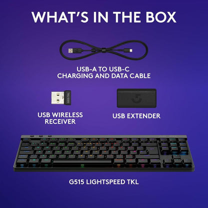 Logitech G515 LIGHTSPEED TKL Wireless Low Profile Gaming Keyboard | Low Profile Mechanical Switches | LIGHTSPEED Wireless | Bluetooth | RGB | 36-Hour Battery | 87 Keys