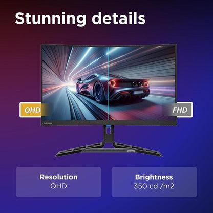 Lenovo Legion R27qc-30 27" QHD Curved Gaming Monitor | VA | 180Hz | 0.5ms MPRT | FreeSync | HDR | 1500R | 90% DCI-P3