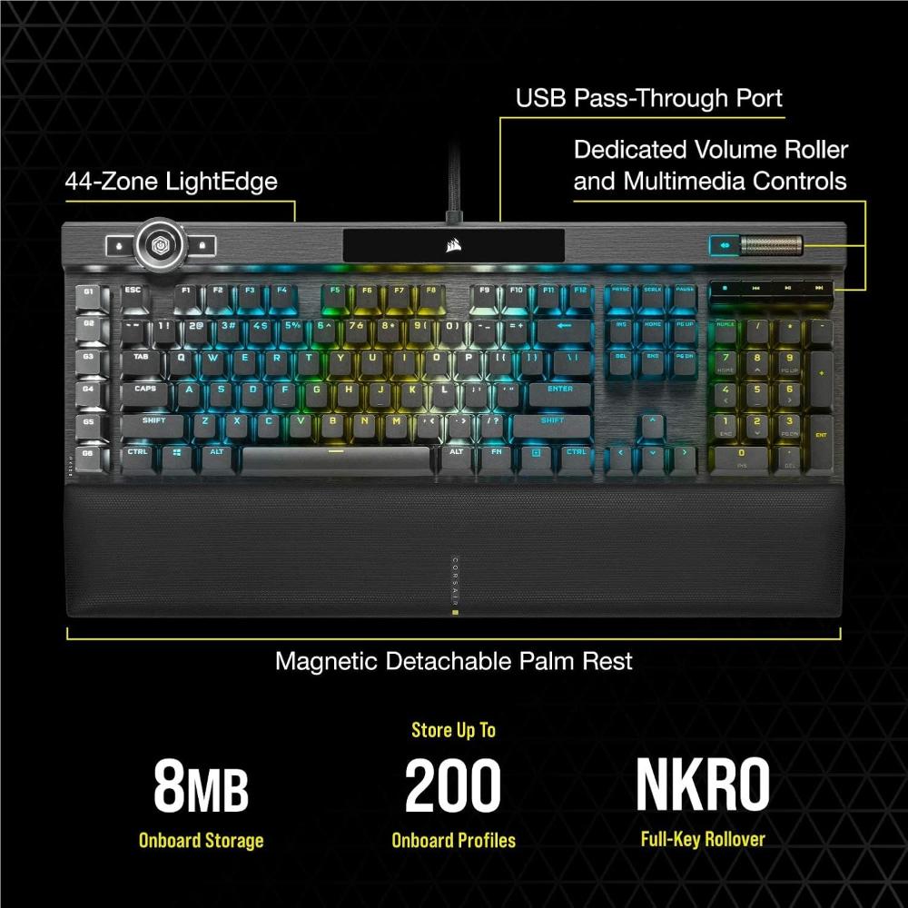 CORSAIR K100 RGB | Optical-Mechanical Gaming Keyboard (OPX Switch – Black)