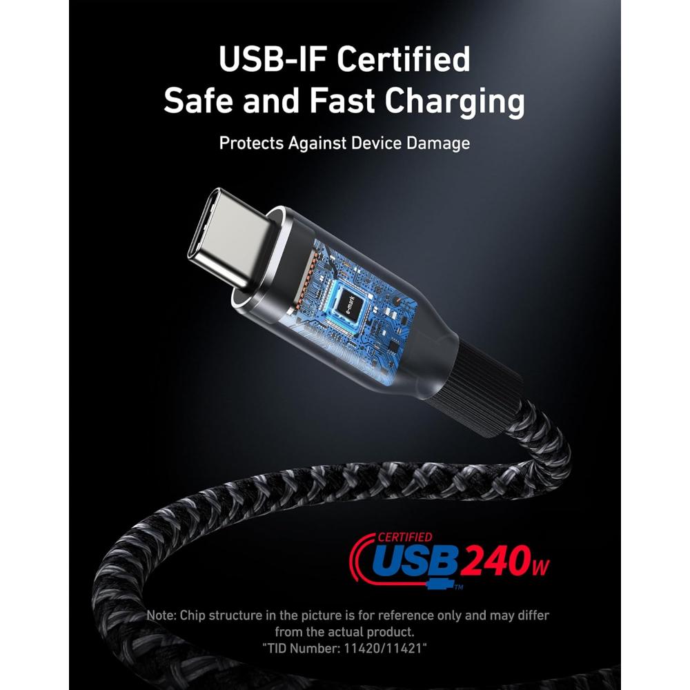 Anker Prime USB-C to USB-C Cable A88E2 | 240W Fast Charging | Upcycled-Braided | USB-IF Certified