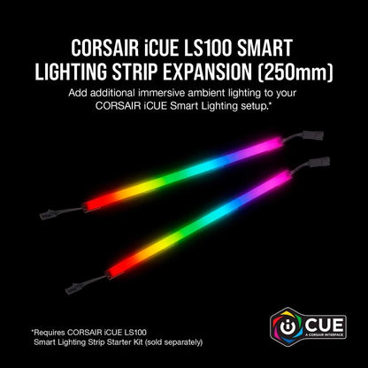 CORSAIR iCUE LS100 Smart Lighting Strip Expansion Kit 250mm | RGB Ambient Lighting Extension