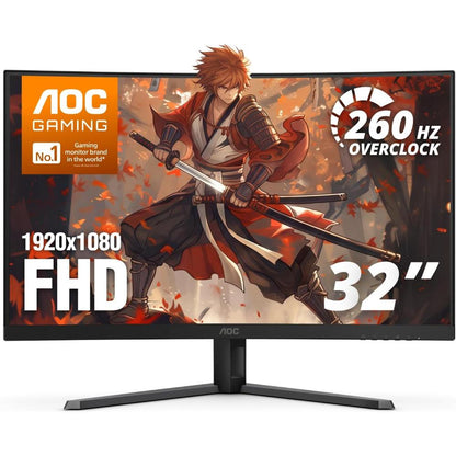 AOC C32G42ZE 31.5-Inch FHD Curved Gaming Monitor | 260Hz Overclocked | 0.3ms MPRT | VA Panel | Adaptive Sync | HDR10
