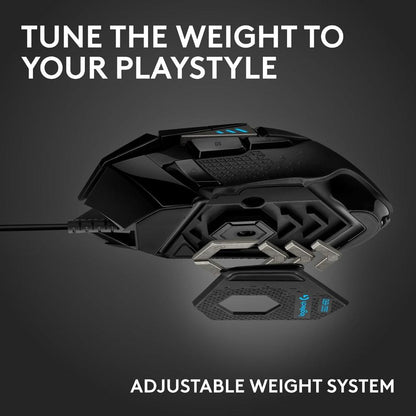 Logitech G502 HERO Wired Gaming Mouse | HERO 25K Sensor | 100–25,600 DPI | 11 Programmable Buttons | LIGHTSYNC RGB | Adjustable Weights | Hyper-Fast Scroll Wheel | USB