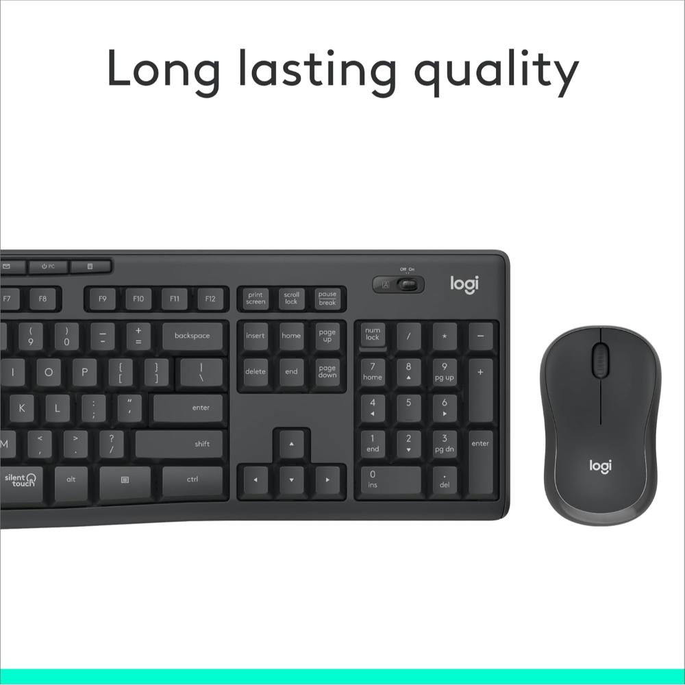 Logitech MK295 Silent Wireless Keyboard & Mouse Combo | SilentTouch Technology | Full-Size Keyboard | Quiet Wireless Productivity