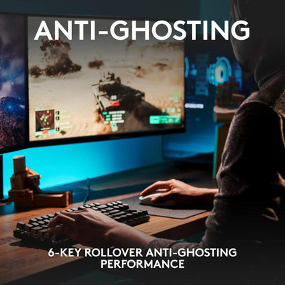 Logitech G413 SE Wired Gaming Keyboard | Tactile Mechanical Switches | PBT Keycaps | 6-Key Rollover Anti-Ghosting | White LED Backlighting | Full-Size Layout | USB