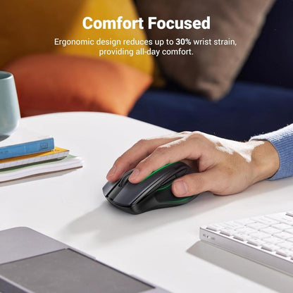UGREEN MU006 Wireless Ergonomic Mouse | 4000 DPI, 6 Buttons, Silent Click (Black) – Model 90545