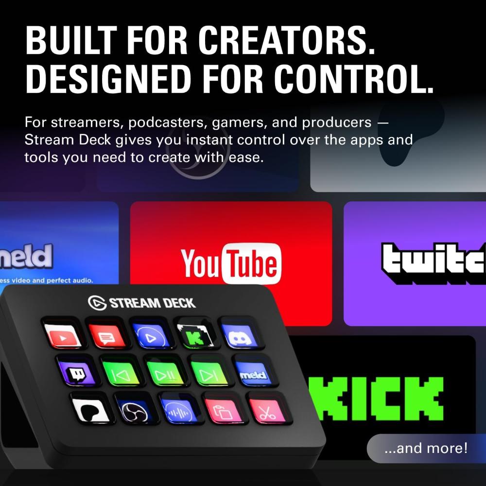Elgato Stream Deck (15-Key) | Customizable Control Pad | LCD Keys | Workflow Automation for Streaming & Productivity