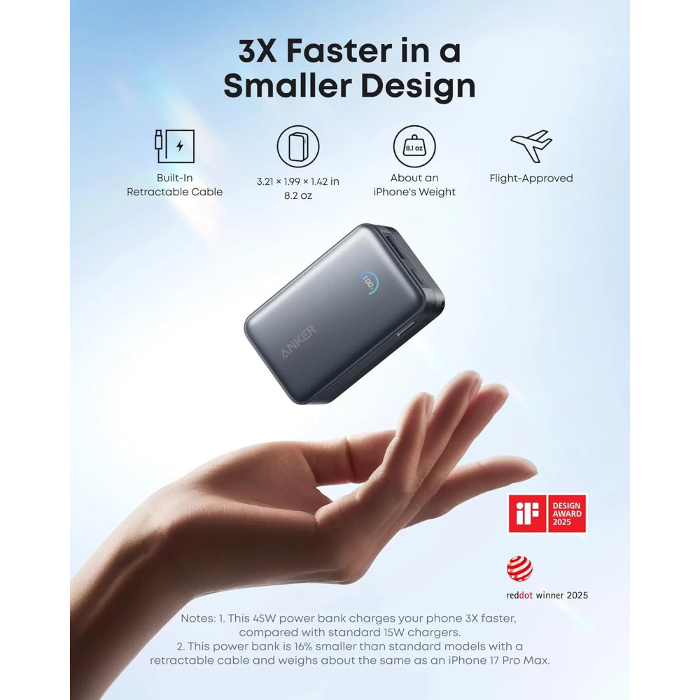 Anker A1638 Nano 10000mAh 45W Power Bank | Compact Fast Charging Portable Charger Pakistan