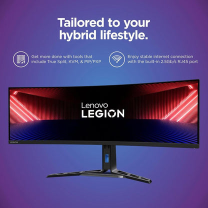 Lenovo Legion R45w-30 Gaming Monitor | 44.5" Dual QHD 32:9 Curved VA | 170Hz Overclock | 1ms MPRT | 1500R | 450 nits | 99% sRGB | 90% DCI-P3 | HDR400 | FreeSync Premium Pro | USB-C 75W | RJ45 | KVM