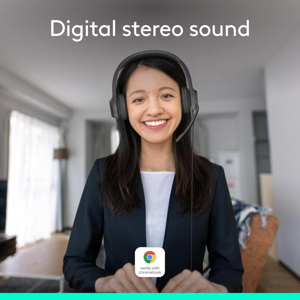 Logitech H390 USB Computer Headset | Noise-Canceling Microphone | Digital Stereo Audio | USB-A/USB-C