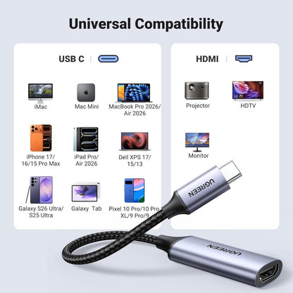 UGREEN 70444 | USB-C to HDMI Adapter | 4K@60Hz | Thunderbolt 3/4 Compatible | Aluminum Build