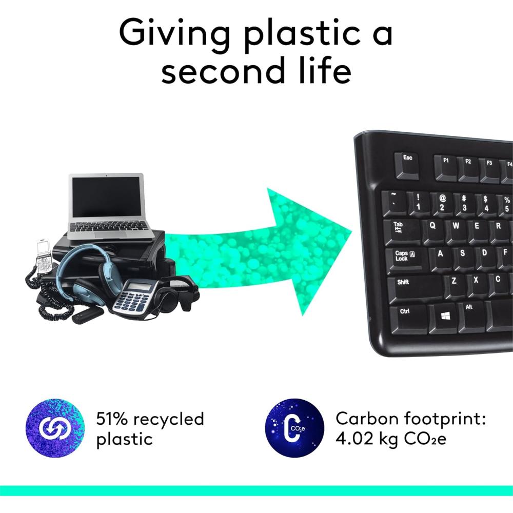 Logitech K120 USB Wired Keyboard | Full-Size Keyboard with Numeric Keypad | Spill-Resistant | Plug-and-Play USB | Black