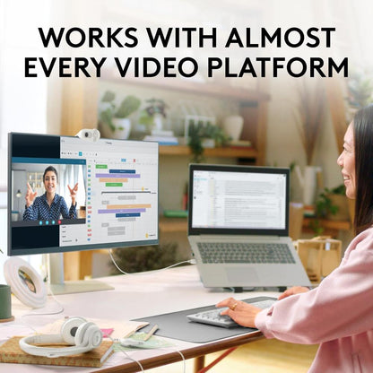 Logitech Brio 100 Full HD Webcam | 1080p 30fps | 2MP Camera | RightLight 2 Auto-Light Balance | Built-in Mic | Privacy Shutter | USB-A | 58° FOV
