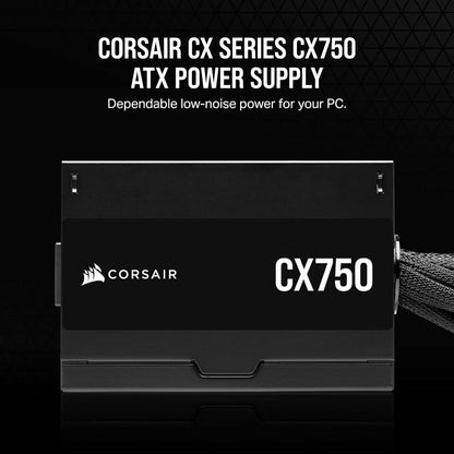 CORSAIR CX750 | 750W 80 PLUS Bronze ATX Power Supply (Non-Modular, Low-Noise, Compact Design)
