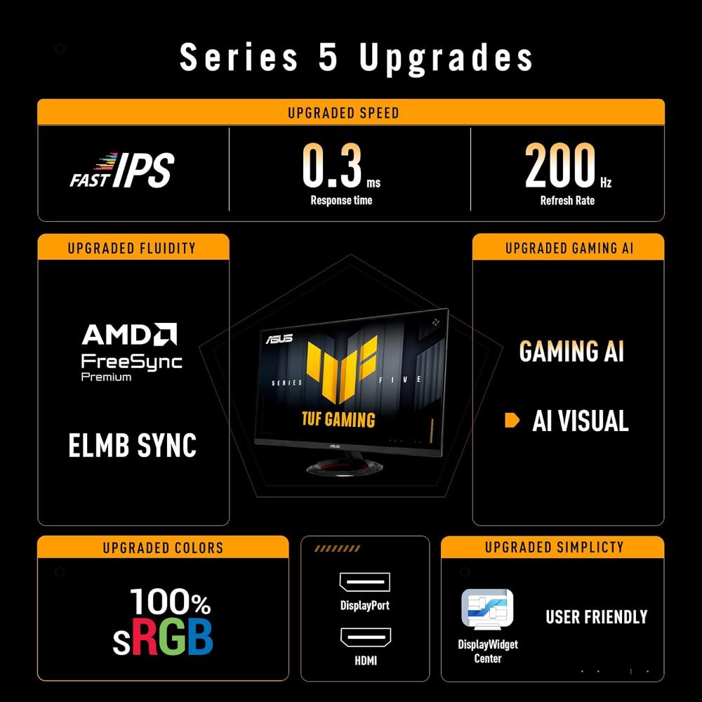 ASUS TUF Gaming VG279Q5R | 27" FHD 200Hz Fast IPS Gaming Monitor (0.3ms, ELMB, FreeSync Premium)
