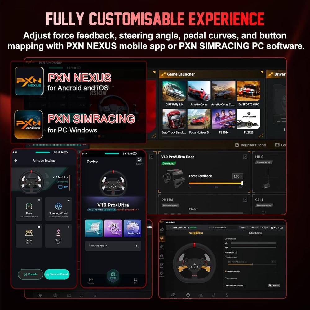 PXN V10 Ultra Direct Drive Racing Wheel | 3.2Nm Force Feedback | 270mm Leather Wheel | PC, PS4, Xbox Series X|S