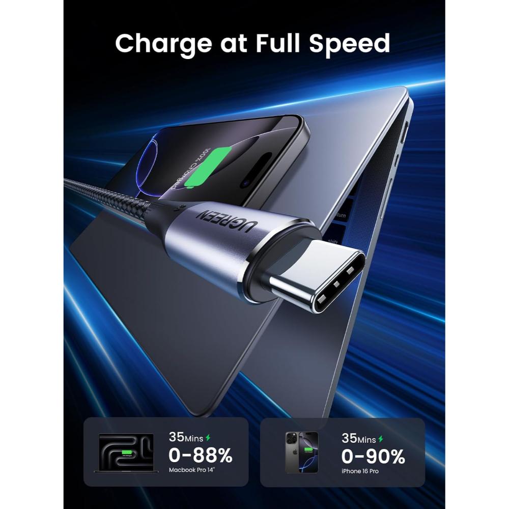 UGREEN 80150 240W USB-C to USB-C Cable | USB 3.2 Gen 2 | 10Gbps | 4K@60Hz | PD 3.1 Fast Charging | 1M | E-Marker Chip