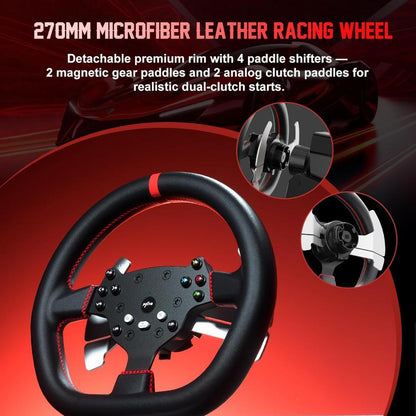 PXN V10 Ultra Direct Drive Racing Wheel | 3.2Nm Force Feedback | 270mm Leather Wheel | PC, PS4, Xbox Series X|S