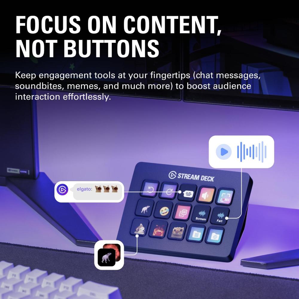 Elgato Stream Deck (15-Key) | Customizable Control Pad | LCD Keys | Workflow Automation for Streaming & Productivity