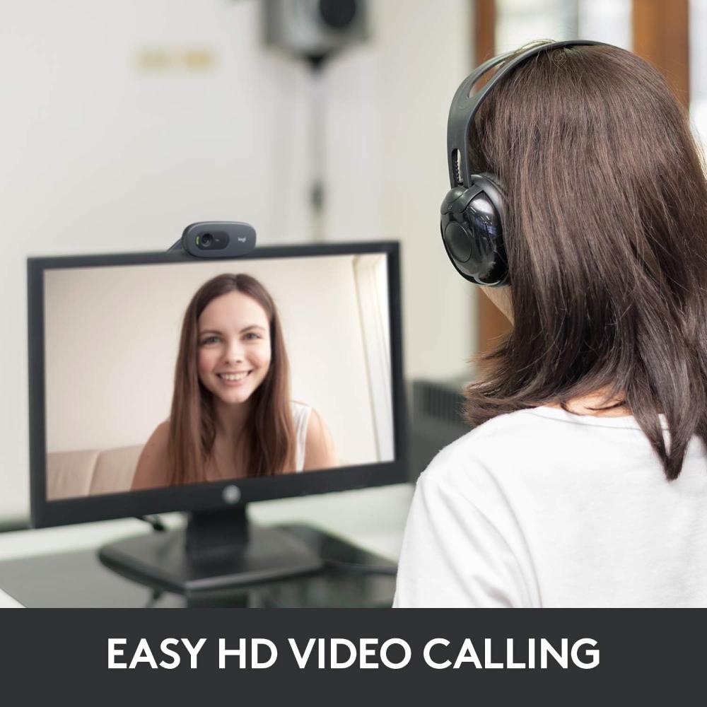 Logitech C270 HD Webcam | 720p 30fps | 0.9MP | Auto Light Correction | Noise-Reducing Mono Mic | 55° FOV | Fixed Focus