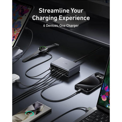 Anker Prime A2683 | 200W GaN Desktop Charger | 6-Port Charging Station | 4 × USB-C + 2 × USB-A | Ultra-Powerful Multi-Device Fast Charging | ActiveShield 2.0 | For MacBook, iPhone, Galaxy, iPad, USB-C Laptops & Accessories