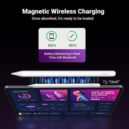 UGREEN LP653 15910 Wireless Charging Smart Stylus Pen for iPad | Magnetic Charging | Tilt Sensitivity | Palm Rejection | 9-Hour Battery | 1.5mm Nib