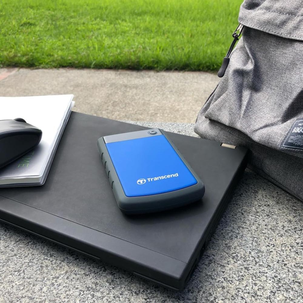 Transcend StoreJet 25H3 | Rugged Portable External Hard Drive | USB 3.1 Gen 1, Anti-Shock, One-Touch Backup (1TB / 2TB / 4TB)