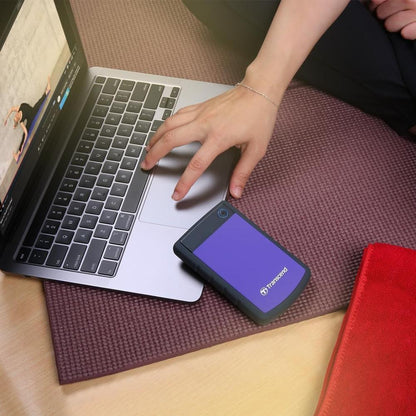 Transcend StoreJet 25H3 | Rugged Portable External Hard Drive | USB 3.1 Gen 1, Anti-Shock, One-Touch Backup (1TB / 2TB / 4TB)