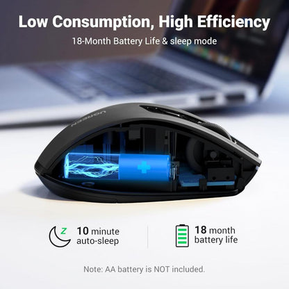 UGREEN MU006 Wireless Ergonomic Mouse | 4000 DPI, 6 Buttons, Silent Click (Black) – Model 90545