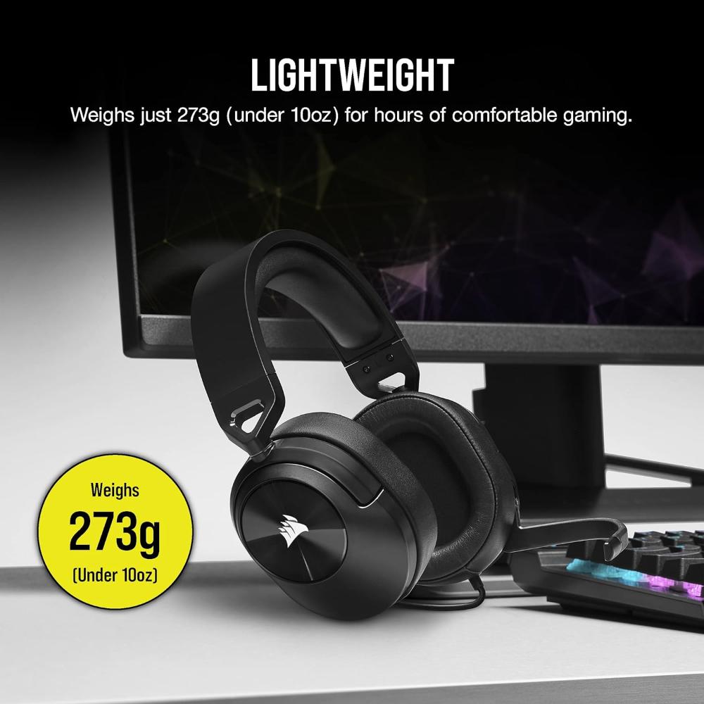 CORSAIR HS55 STEREO Wired Gaming Headset – Carbon | 50mm Drivers, Lightweight, 3.5mm Universal Compatibility