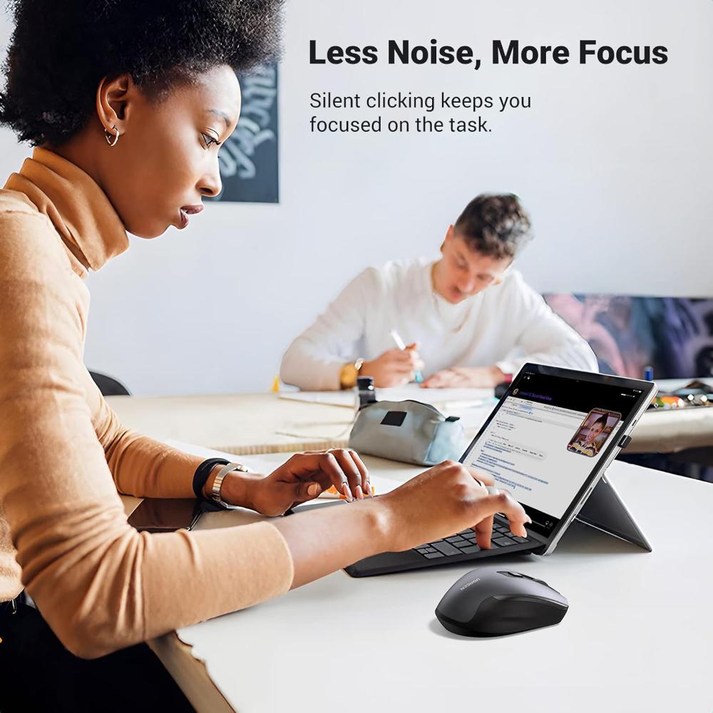 UGREEN MU006 Wireless Ergonomic Mouse | 4000 DPI, 6 Buttons, Silent Click (Black) – Model 90545