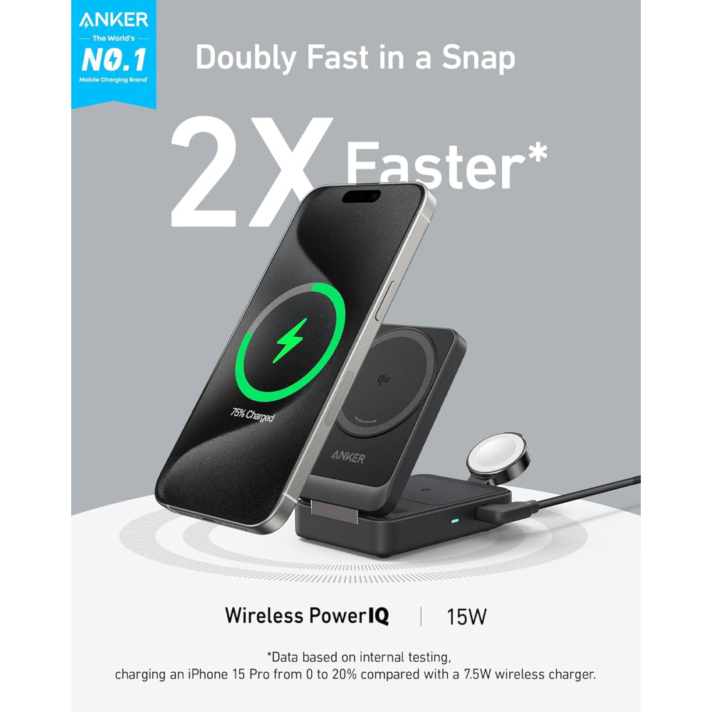 Anker MagGo Wireless Charging Station (Foldable 3-in-1) B2557