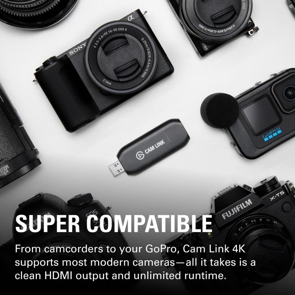 Elgato Cam Link 4K | HDMI to USB Capture Device | DSLR as Webcam | 4K Streaming & Recording