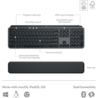 Logitech MX Keys S Combo | MX Master 3S Mouse + MX Keys S Keyboard + Palm Rest
