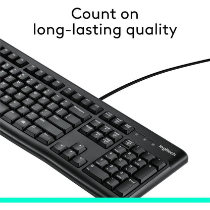 Logitech K120 USB Wired Keyboard | Full-Size Keyboard with Numeric Keypad | Spill-Resistant | Plug-and-Play USB | Black