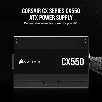 CORSAIR CX550 | 550W 80 PLUS Bronze ATX Power Supply (Non-Modular, Low-Noise, Compact Design)