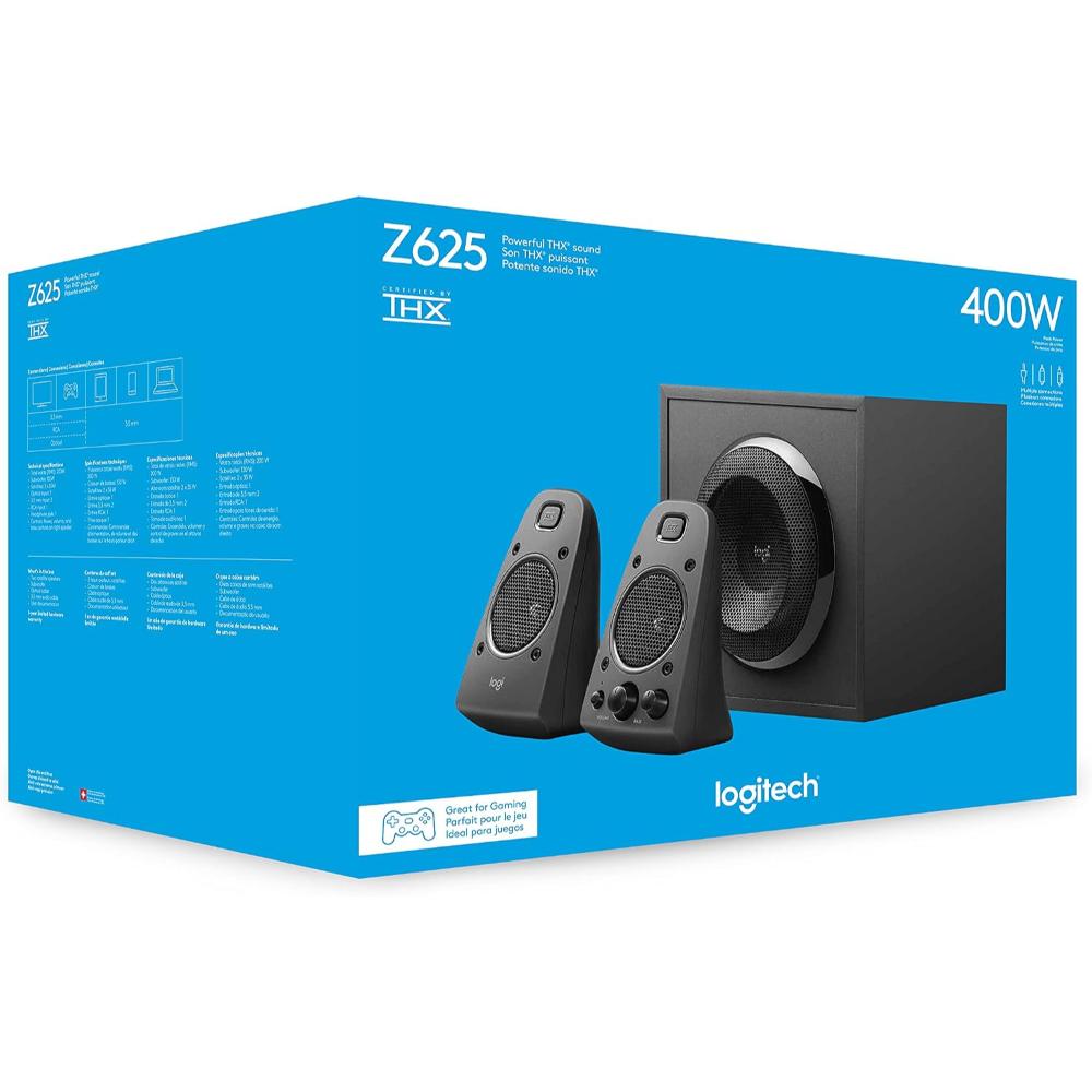 Logitech Z623 2.1 Channel Speaker System with Subwoofer | THX-Certified | 400W Peak / 200W RMS | 130W Subwoofer | Dual 3.5mm + RCA Inputs | Headphone Jack