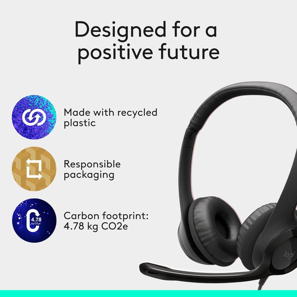 Logitech H390 USB Computer Headset | Noise-Canceling Microphone | Digital Stereo Audio | USB-A/USB-C