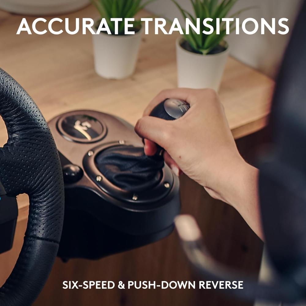 Logitech G Driving Force Shifter for G29, G920 & G923 | 6-Speed H-Pattern Manual Gear Shifter | Push-Down Reverse | Steel Gear Shaft | Leather Knob & Boot | Racing Simulator Shifter