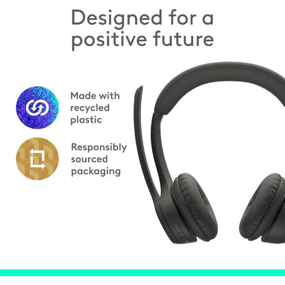Logitech Zone 300 Wireless Headset | Bluetooth 5.3 | 30mm Drivers | Dual Noise-Canceling Mics | Up to 20 Hours Battery | 30m Wireless Range | USB-C Charging