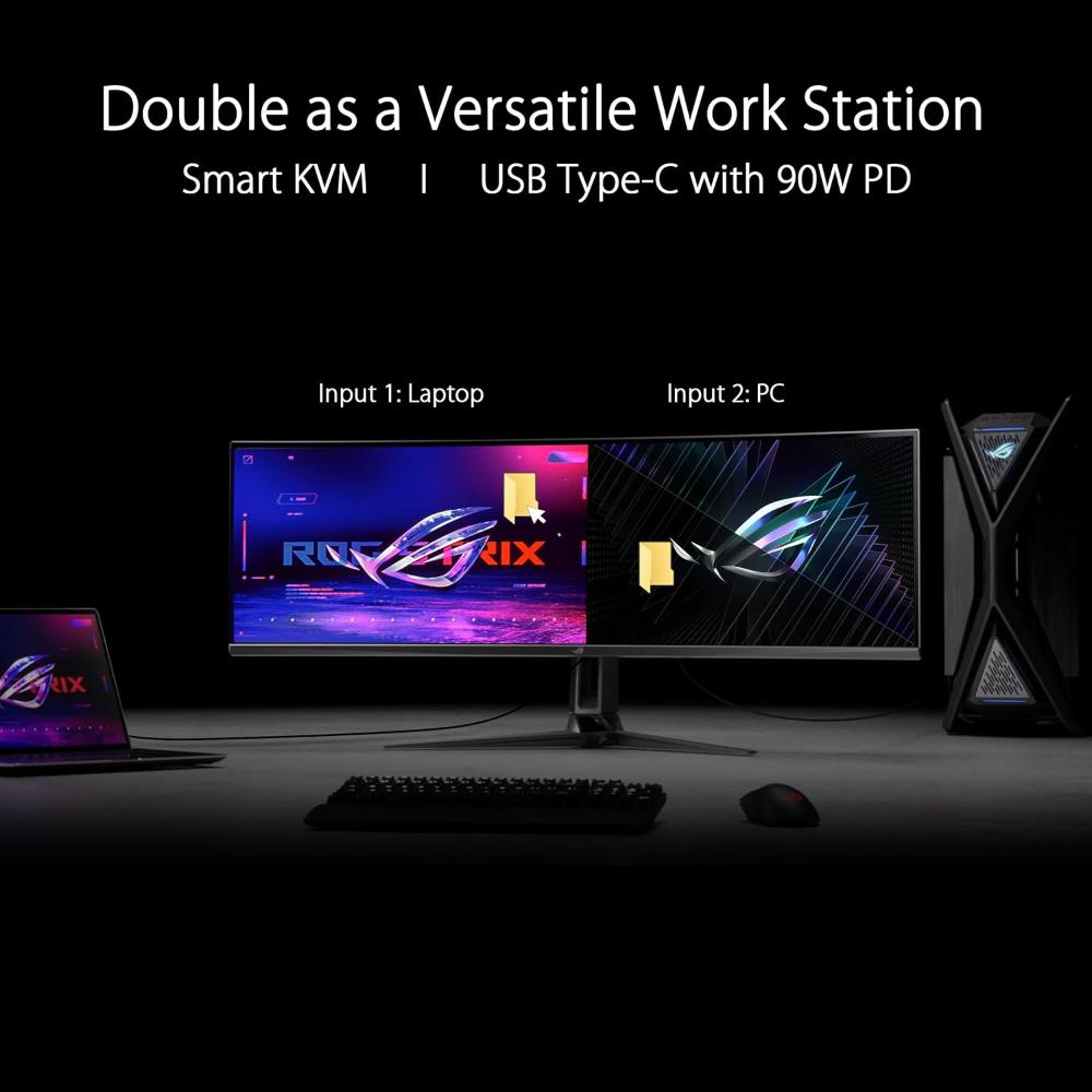 ASUS ROG Swift OLED PG49WCD | 49-inch Super Ultrawide Gaming Monitor (DQHD, 144Hz, 0.03ms, QD-OLED, G-SYNC Compatible, HDR True Black, USB-C 90W)