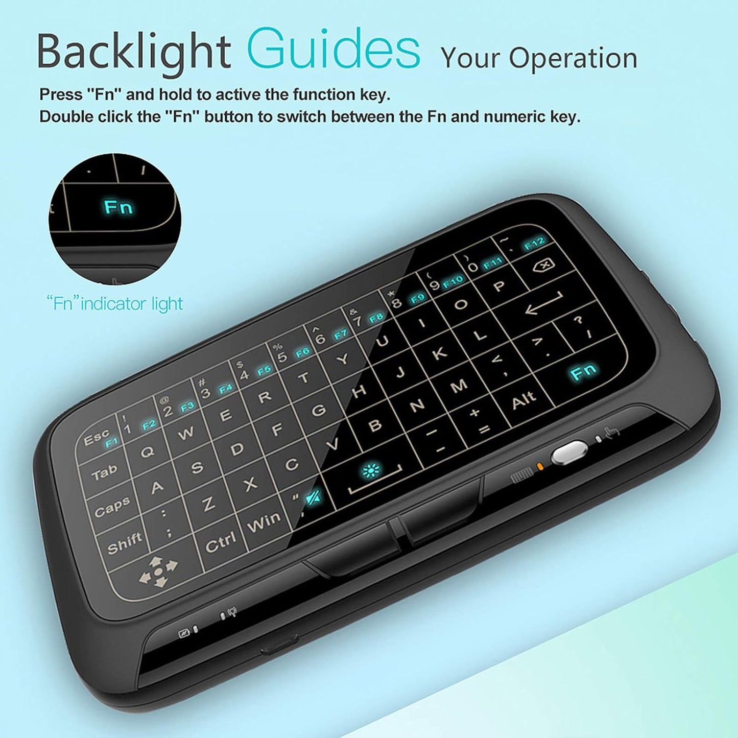 H18+ 2.4GHz Wireless Keyboard Full Touchpad Backlight Keyboard