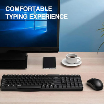 Rapoo X1800S Wireless Keyboard and Mouse Combo | 2.4GHz Wireless | 1000 DPI Optical Mouse | Up to 12 Months Battery Life | Black