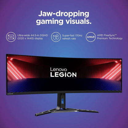 Lenovo Legion R45w-30 Gaming Monitor | 44.5" Dual QHD 32:9 Curved VA | 170Hz Overclock | 1ms MPRT | 1500R | 450 nits | 99% sRGB | 90% DCI-P3 | HDR400 | FreeSync Premium Pro | USB-C 75W | RJ45 | KVM