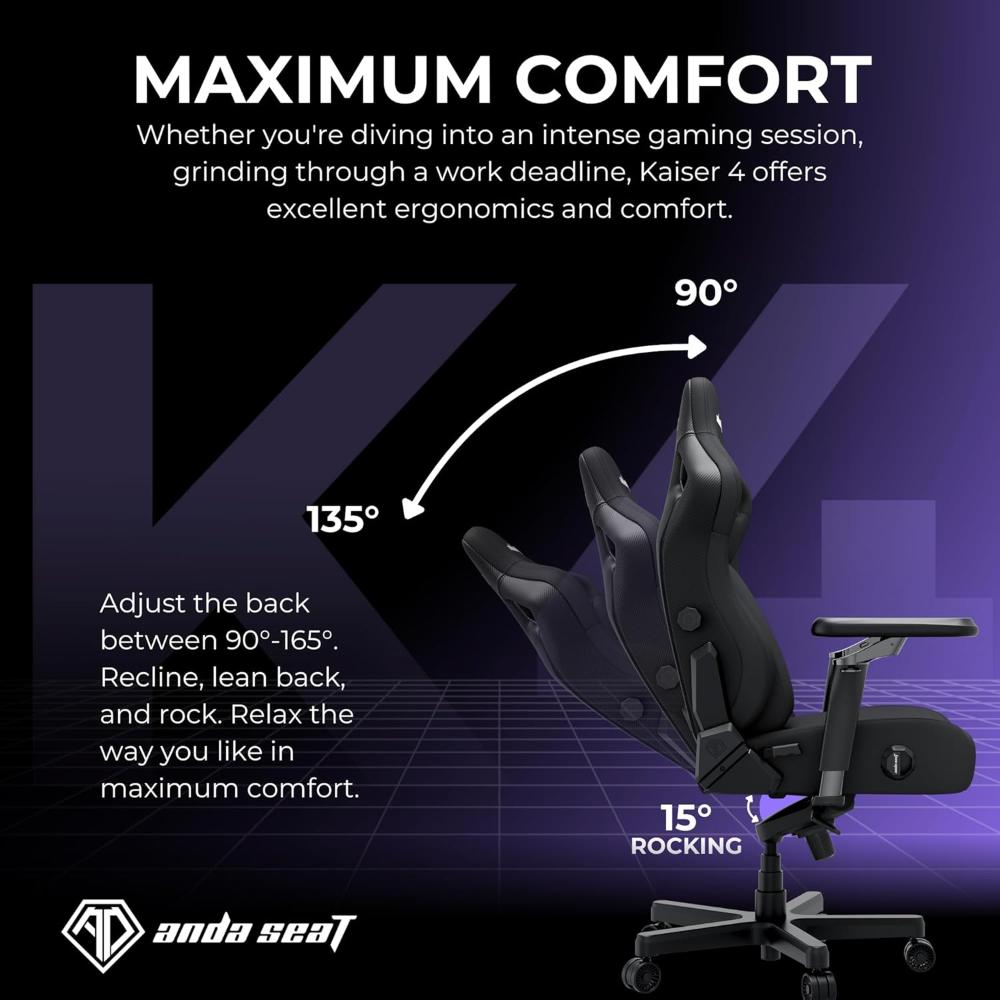 AndaSeat Kaiser 4 V2 Gaming Chair | 6D Armrests | Pop-Out 4-Way Lumbar Support | Magnetic Head Pillow | Premium Ergonomic Gaming & Office Chair