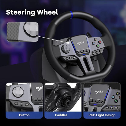 PXN V9 Gen2 Racing Wheel | Steering Wheel Driving Wheel 270°/ 900° Degree Vibration Gaming Steering Wheel with Shifter and Pedal for PC, PS3, PS4, Xbox Series X|S, Xbox One